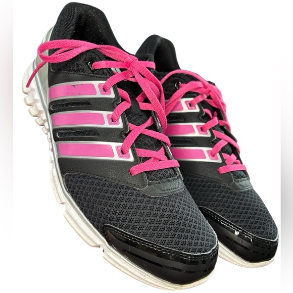 Adidas Black and Pink Athletic Shoes with Cushioned Midsole, Size 9.5 - Picture 6 of 9